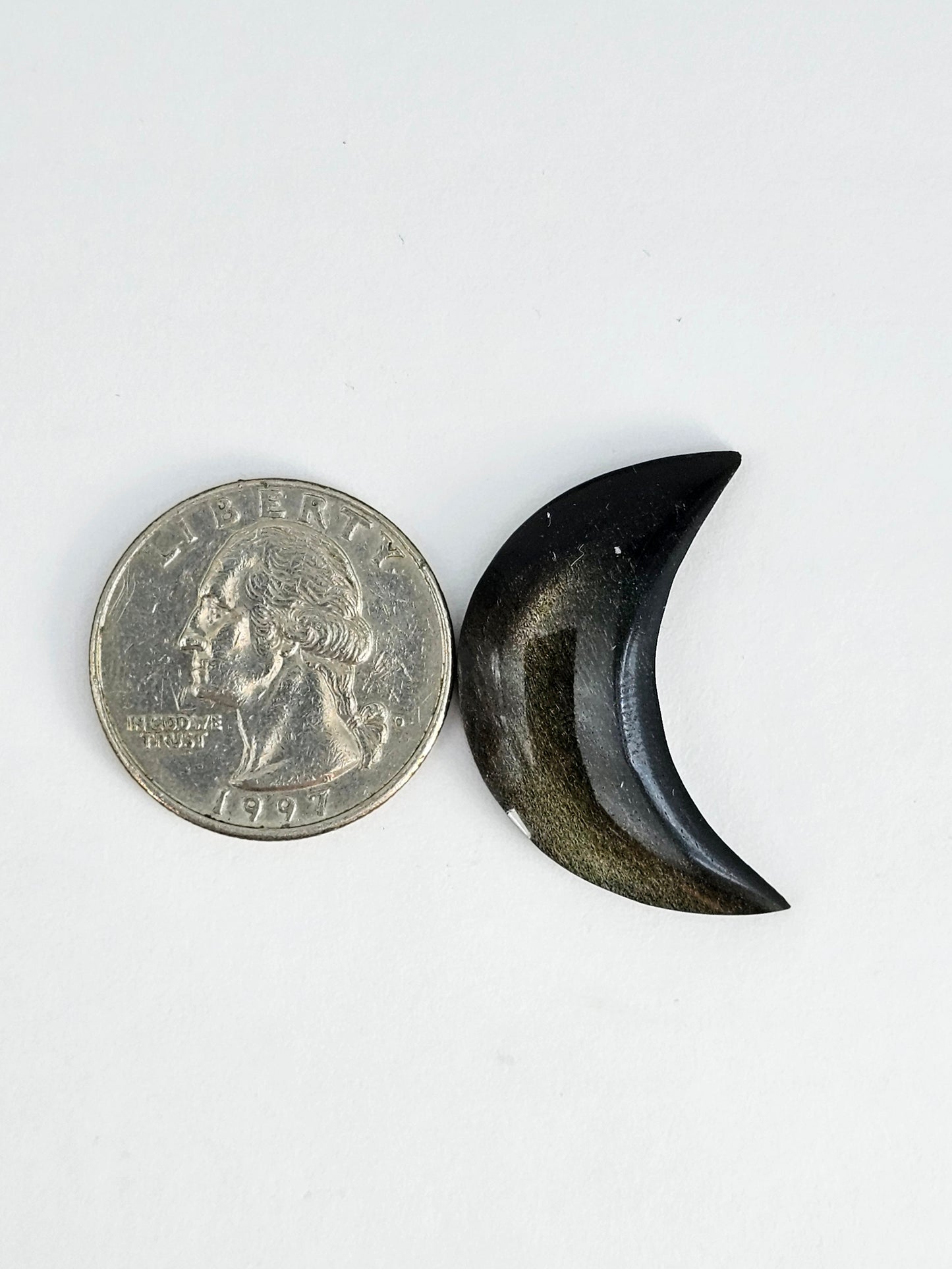 Gold Sheen Obsidian Moon Cabochon | Natural Mexican Obsidian for Metalsmiths