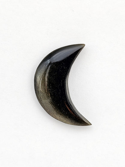 Gold Sheen Obsidian Moon Cabochon | Natural Mexican Obsidian for Metalsmiths