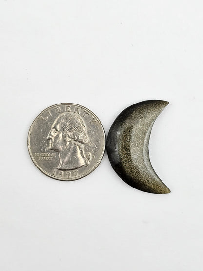 Gold Sheen Obsidian Moon Cabochon | Natural Mexican Obsidian for Silversmiths
