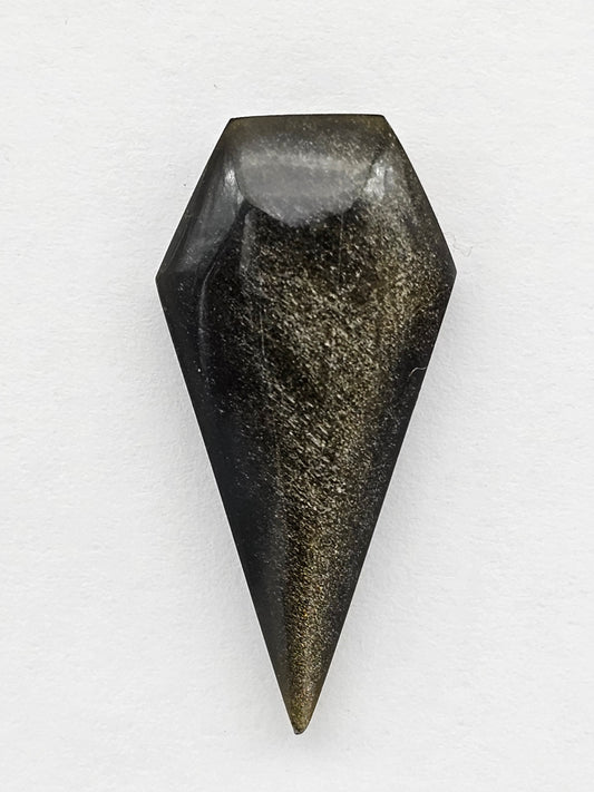 Gold Sheen Obsidian Long Shield Cabochon | Natural Mexican Obsidian for Silversmiths