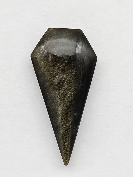 Gold Sheen Obsidian Long Shield Cabochon | Natural Mexican Obsidian for Silversmiths