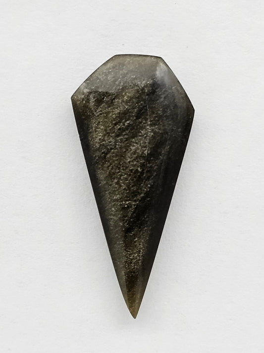 Gold Sheen Obsidian Long Shield Cabochon | Natural Mexican Obsidian for Silversmiths