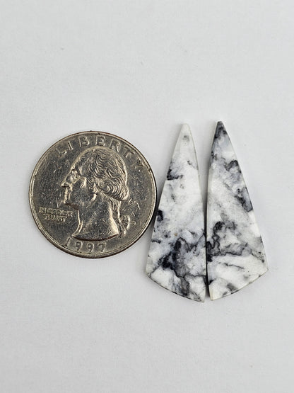 Snow Agate Cabochon Pair