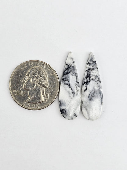 Snow Agate Cabochon Pair