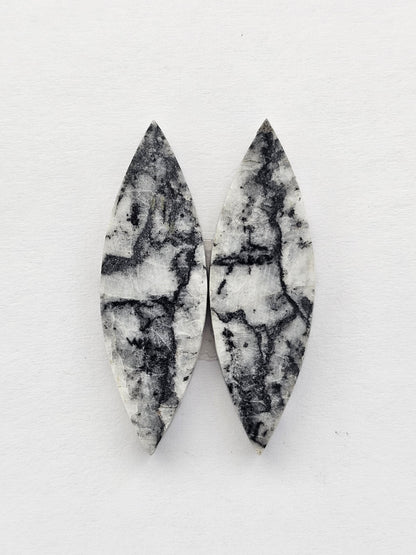 Snow Agate Cabochon Pair