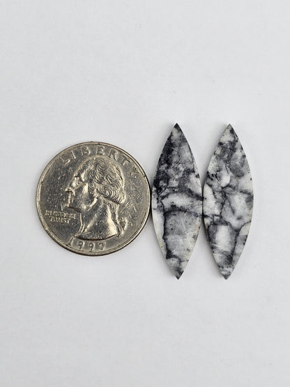 Snow Agate Cabochon Pair