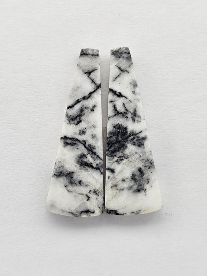 Snow Agate Cabochon Pair