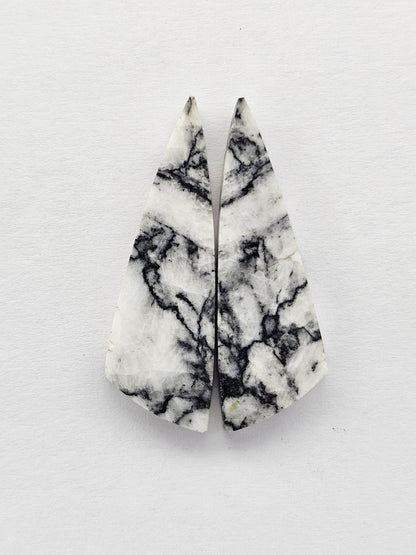 Snow Agate Cabochon Pair