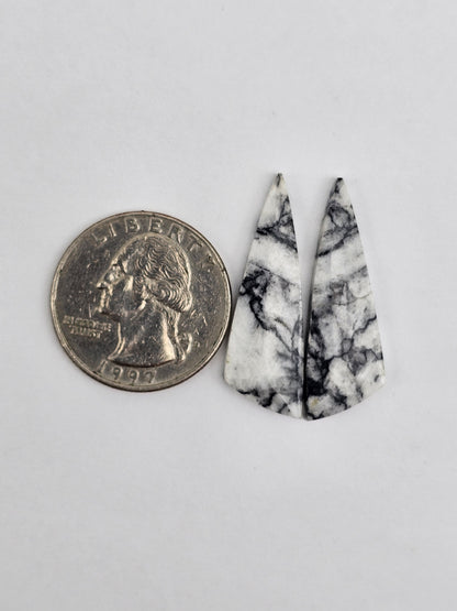 Snow Agate Cabochon Pair
