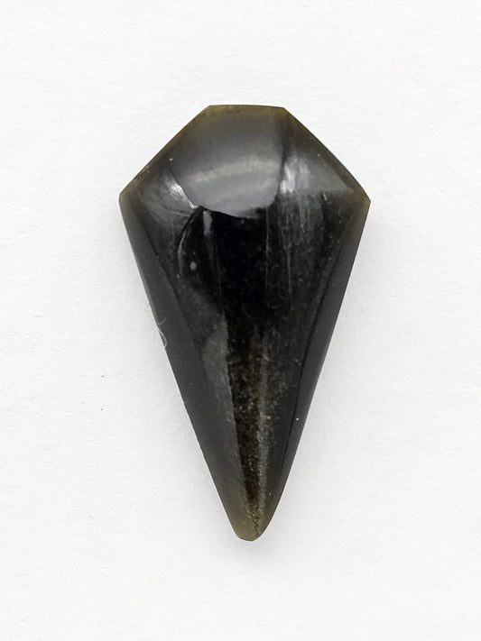 Gold Sheen Obsidian Long Shield Cabochon | Natural Mexican Obsidian for Silversmiths