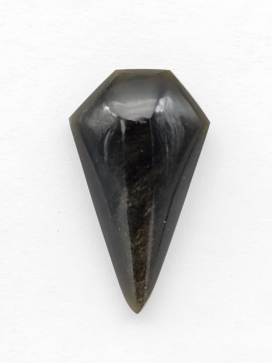 Gold Sheen Obsidian Long Shield Cabochon | Natural Mexican Obsidian for Silversmiths