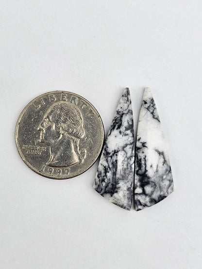Snow Agate Cabochon Pair