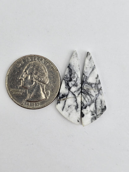 Snow Agate Cabochon Pair