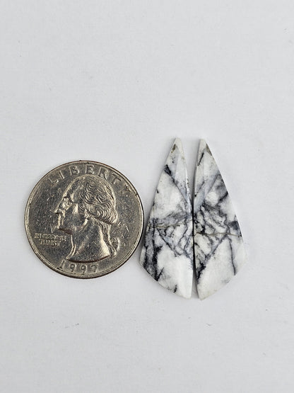 Snow Agate Cabochon Pair