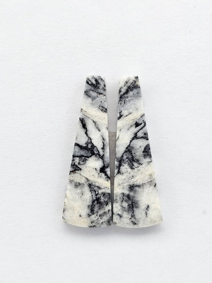 Snow Agate Cabochon Pair