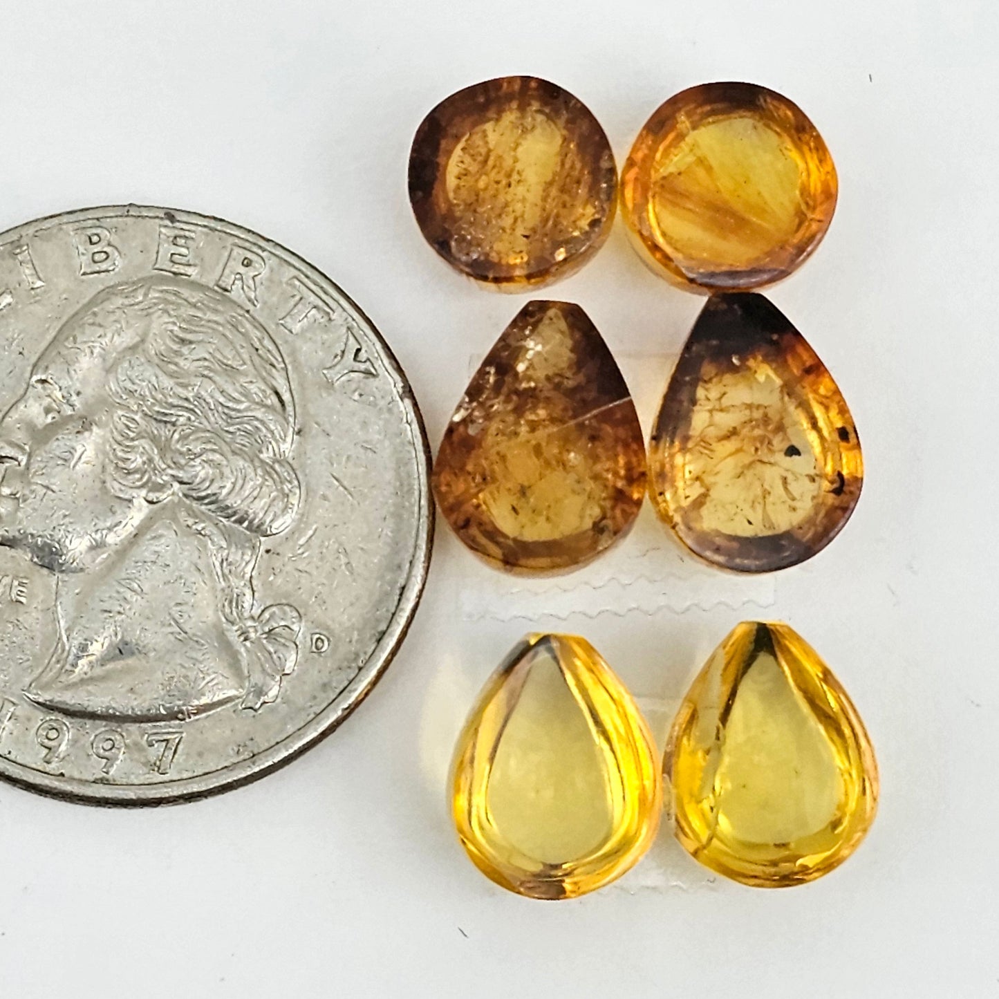 Amber authentic cabochon pair lot