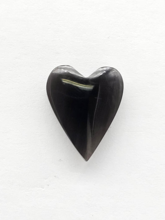 Obsidian Heart Cabochon | Natural Mexican Obsidian for Silversmiths