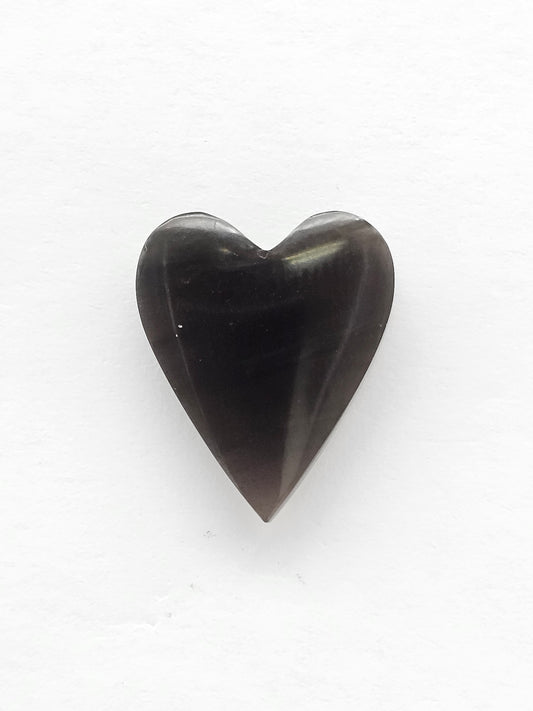 Obsidian Heart Cabochon | Natural Mexican Obsidian for Silversmiths
