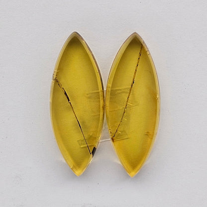 Amber authentic cabochon pair large