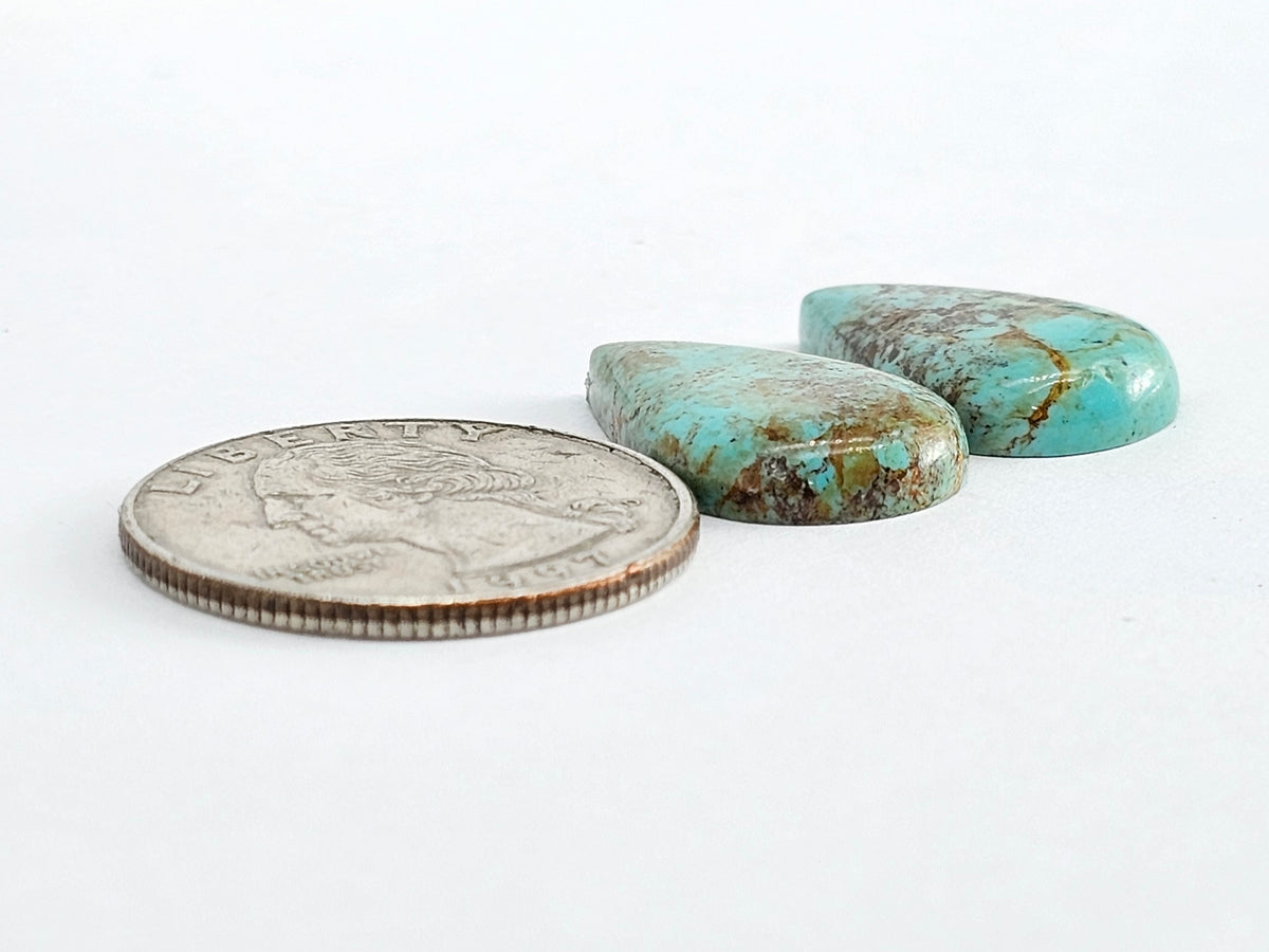 Mexican Turquoise Cabochon Pair | Artisan Cut Gemstone