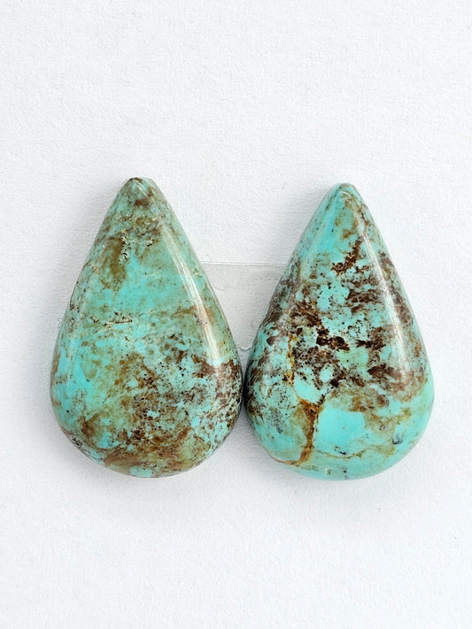 Mexican Turquoise Cabochon Pair | Artisan Cut Gemstone