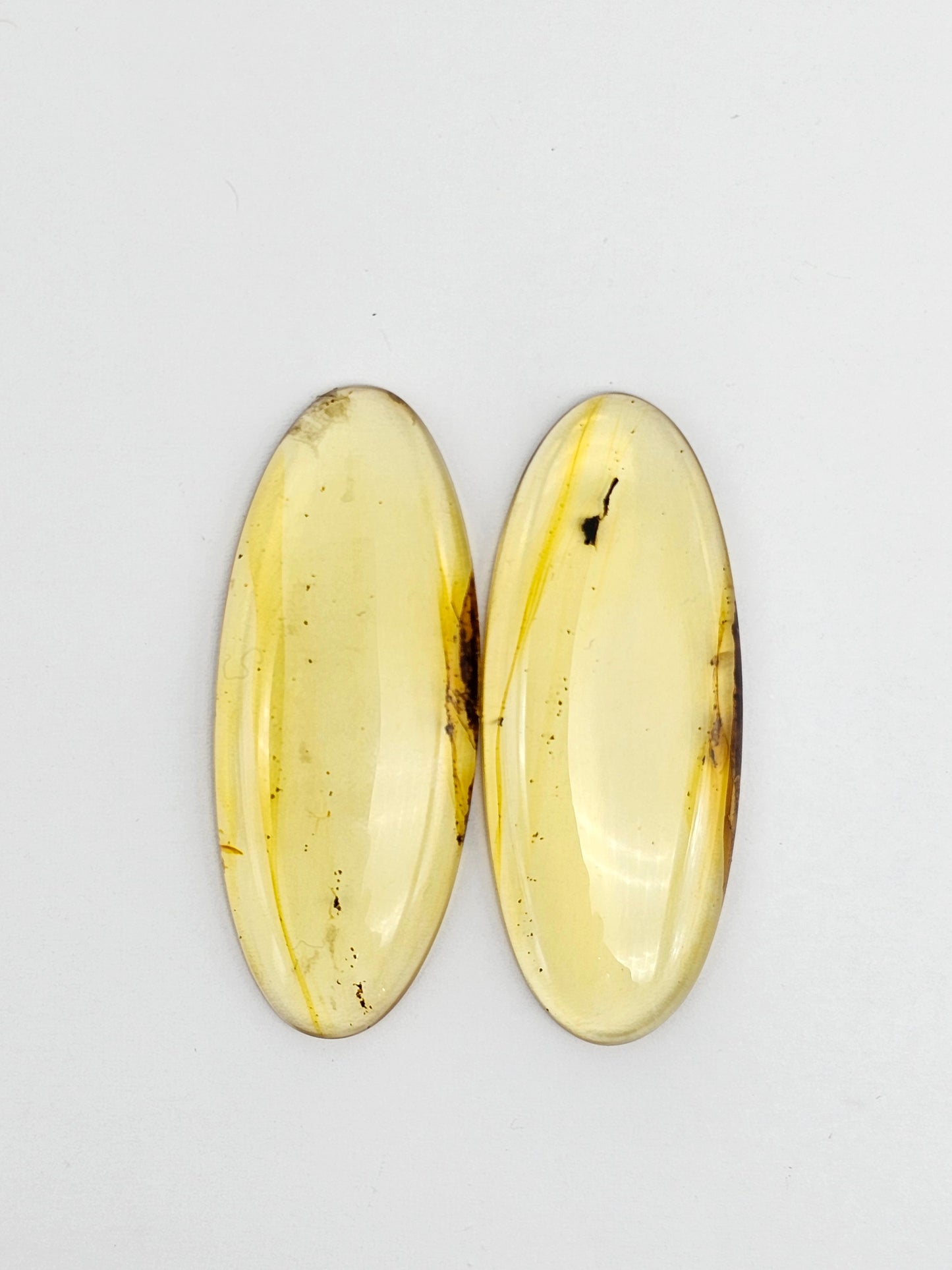 Amber authentic cabochon pair large