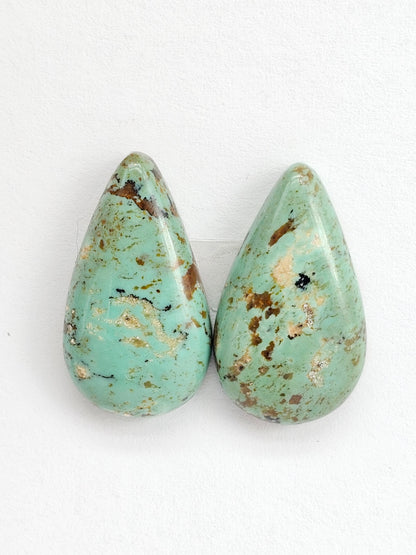 Mexican Turquoise Cabochon Pair | Artisan Cut Gemstone