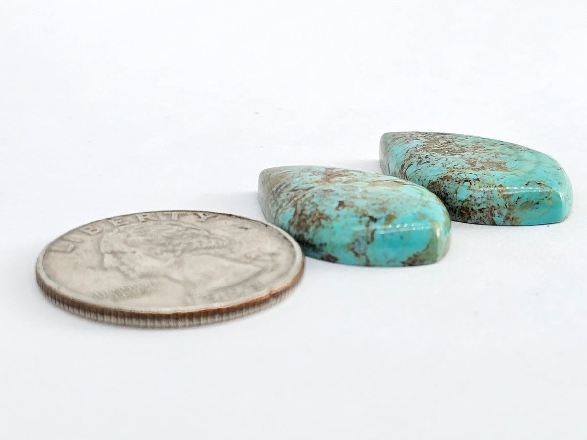 Mexican Turquoise Cabochon Pair | Artisan Cut Gemstone