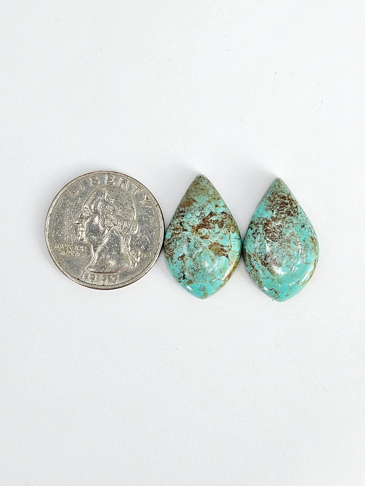 Mexican Turquoise Cabochon Pair | Artisan Cut Gemstone