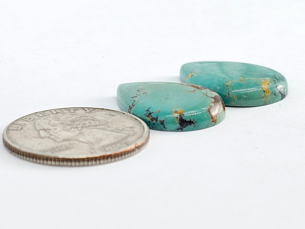 Mexican Turquoise Cabochon Pair | Artisan Cut Gemstone