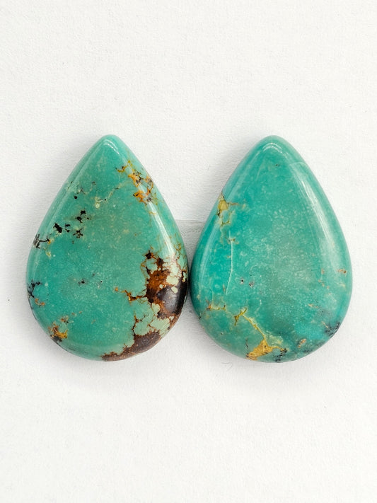 Mexican Turquoise Cabochon Pair | Artisan Cut Gemstone