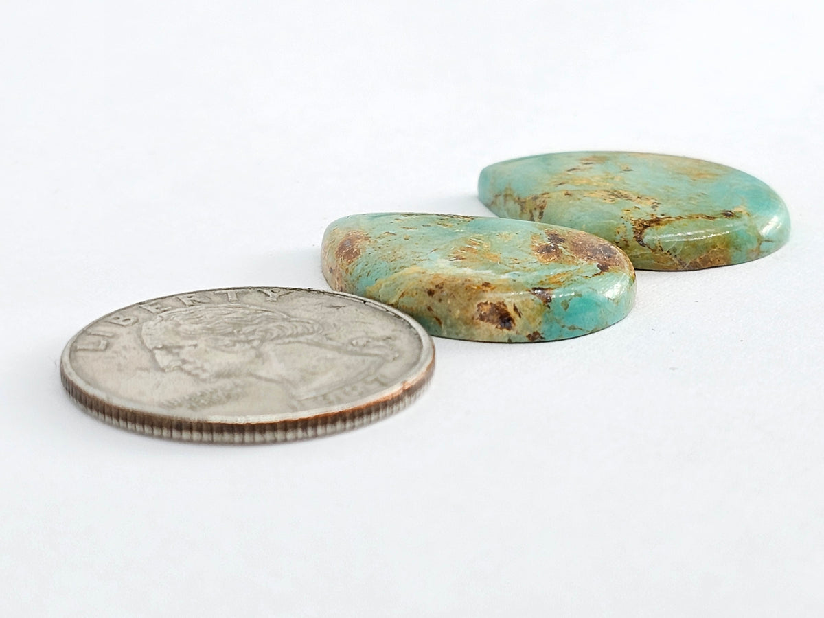 Mexican Turquoise Cabochon Pair | Artisan Cut Gemstone