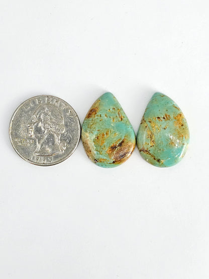 Mexican Turquoise Cabochon Pair | Artisan Cut Gemstone
