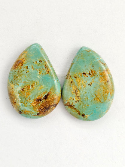 Mexican Turquoise Cabochon Pair | Artisan Cut Gemstone
