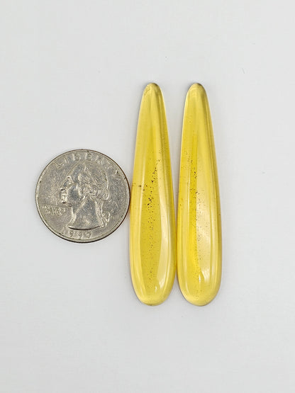Amber authentic cabochon pair large