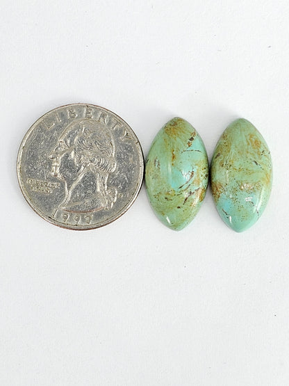 Mexican Turquoise Cabochon Pair | Artisan Cut Gemstone