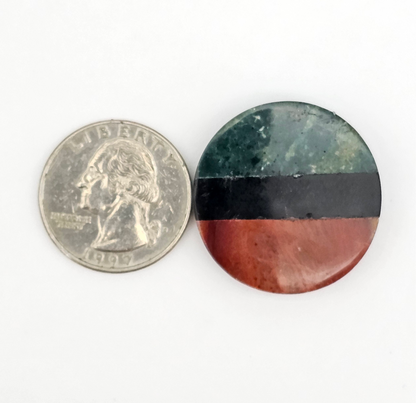 Intarsia inlay cabochon with agate and obsidian