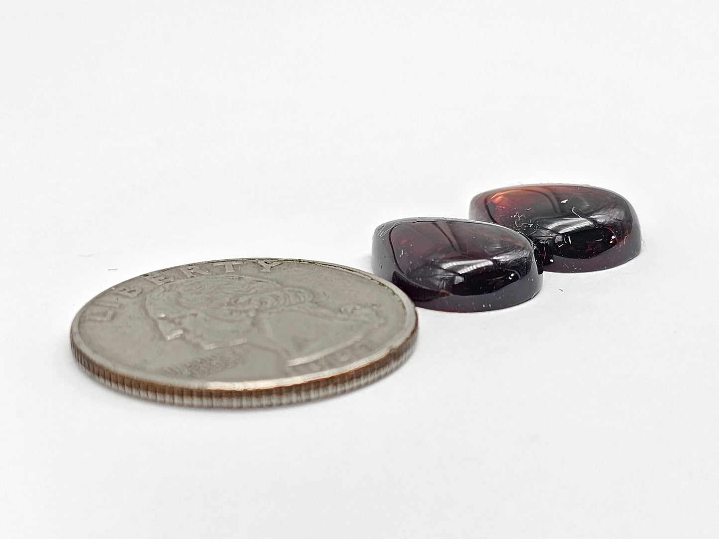 Red Amber Authentic Cabochon Pair