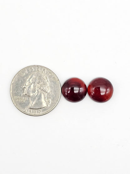 Red Amber Authentic Cabochon Pair