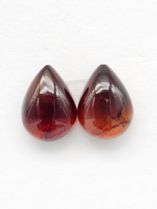 Red Amber Authentic Cabochon Pair
