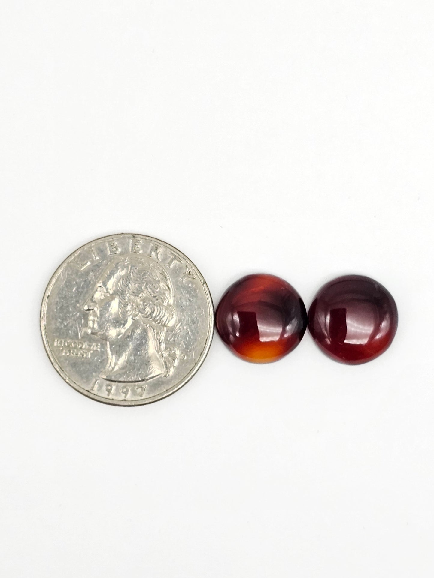 Red Amber Authentic Cabochon Pair