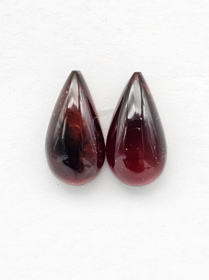 Red Amber Authentic Cabochon Pair