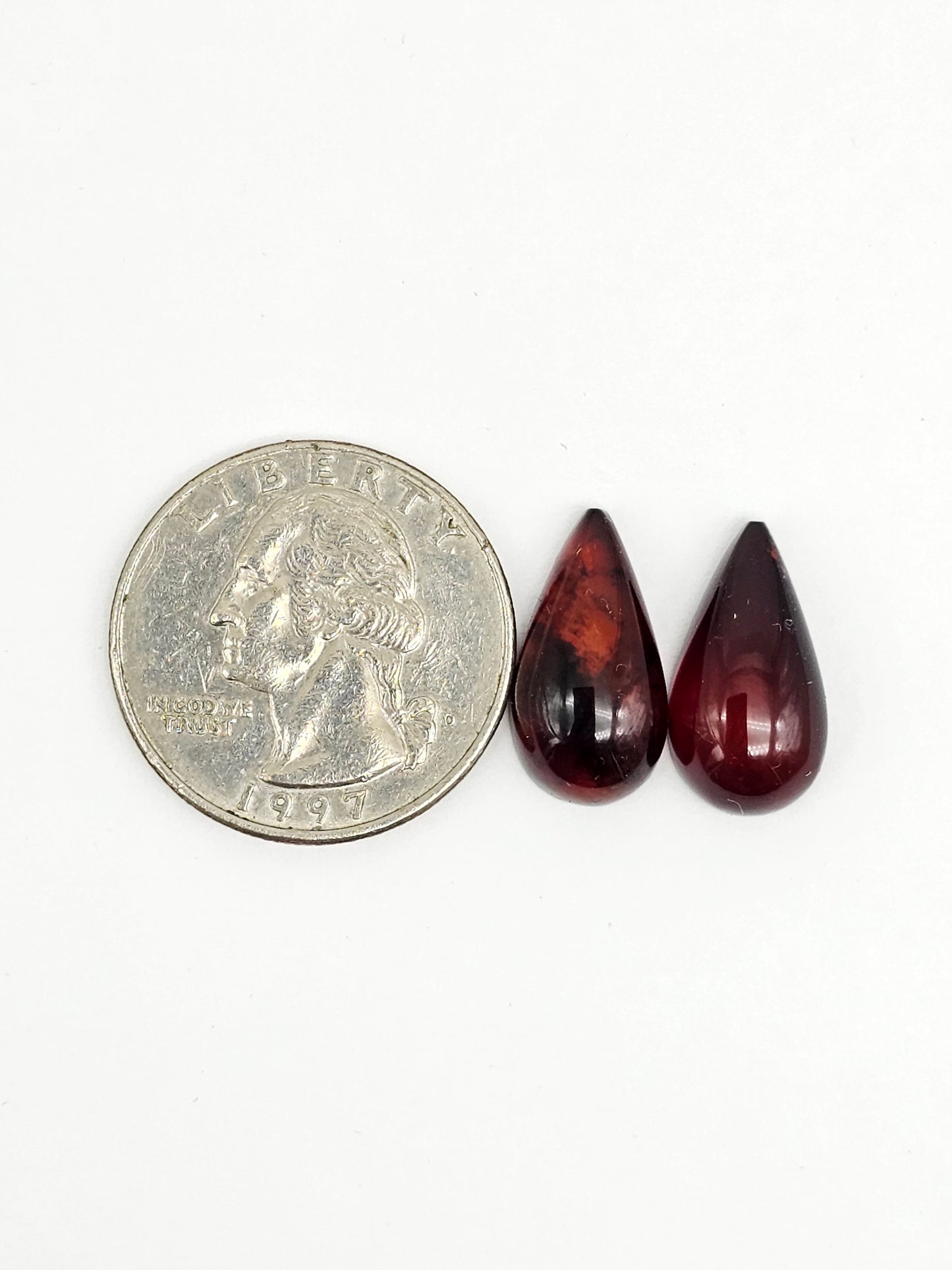Red Amber Authentic Cabochon Pair