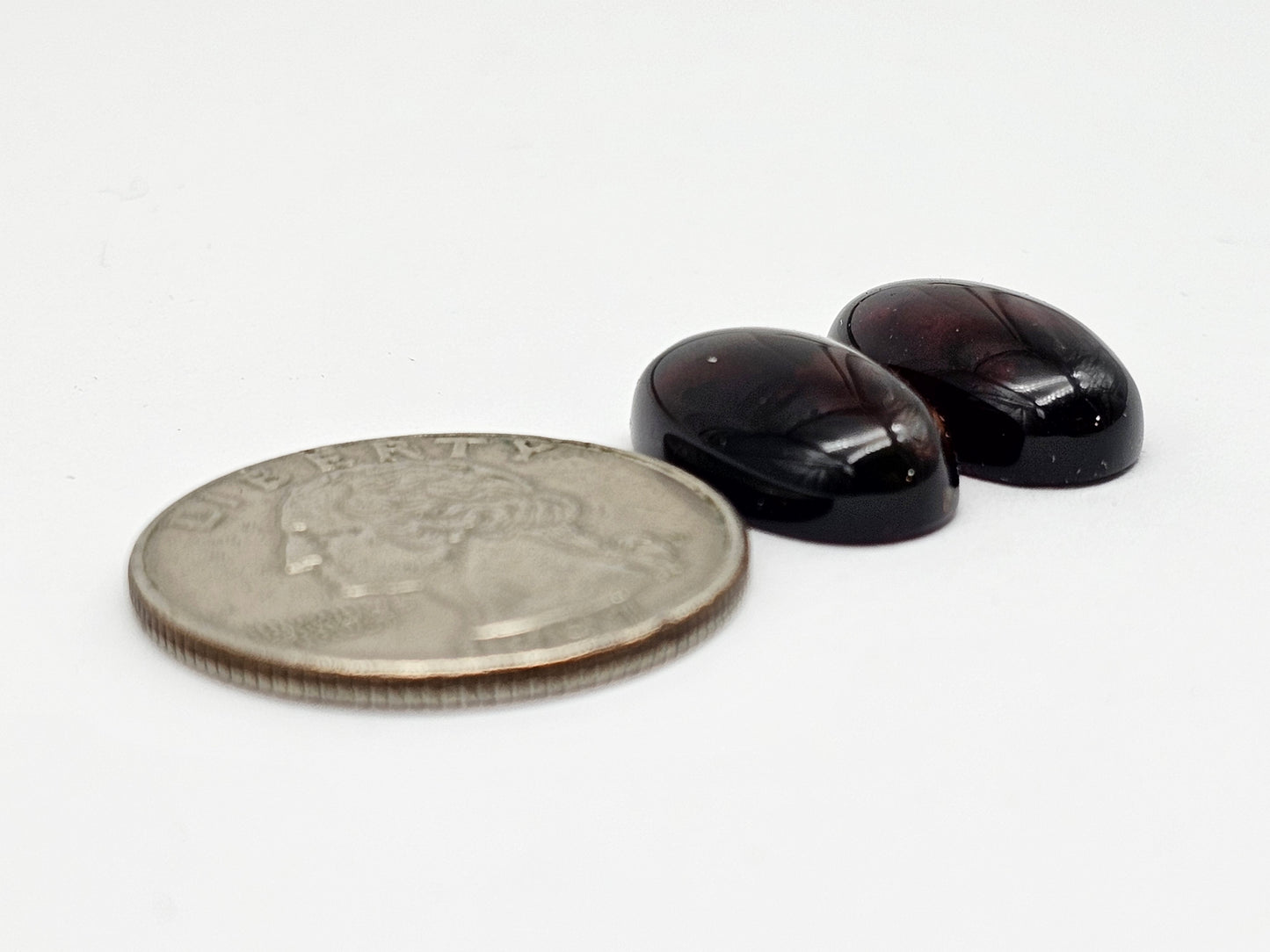 Red Amber Authentic Cabochon Pair