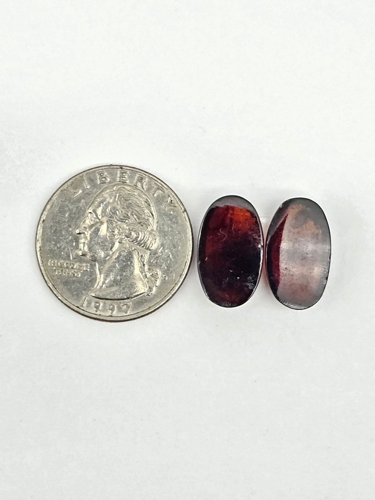 Red Amber Authentic Cabochon Pair