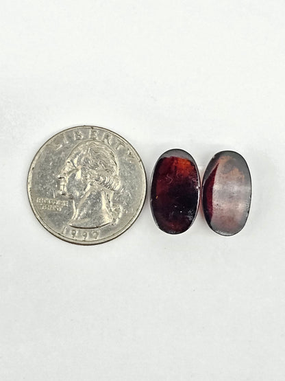 Red Amber Authentic Cabochon Pair