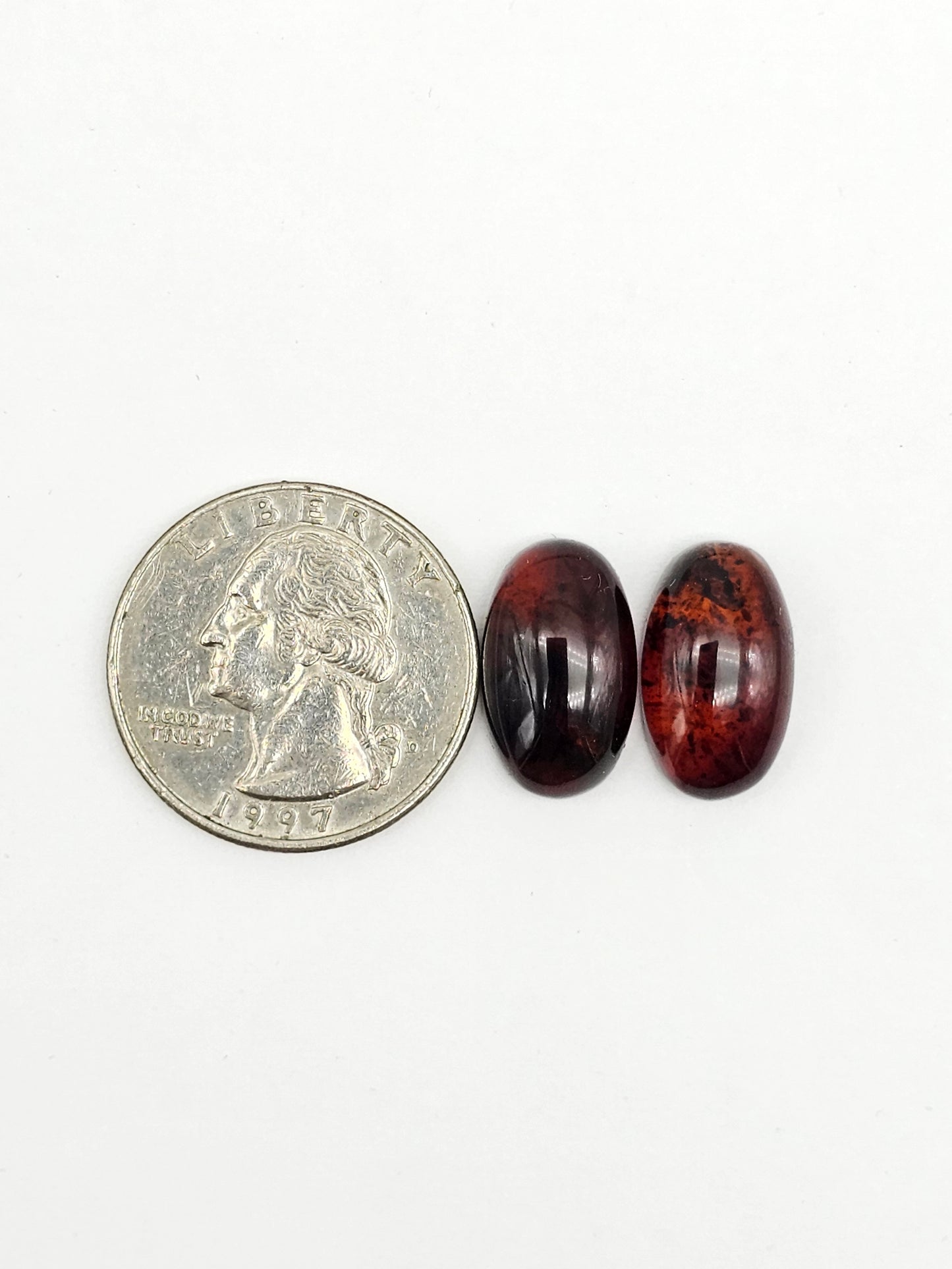 Red Amber Authentic Cabochon Pair