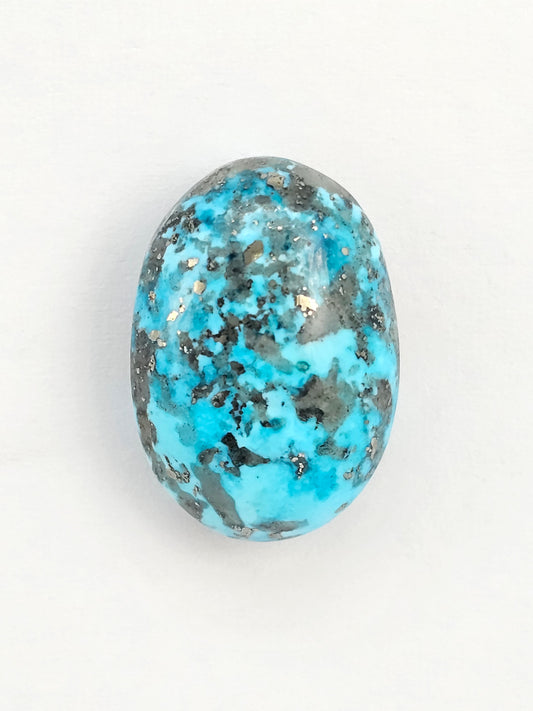 Mexican Turquoise Cabochon with Pyrite | Artisan Cut Gemstone