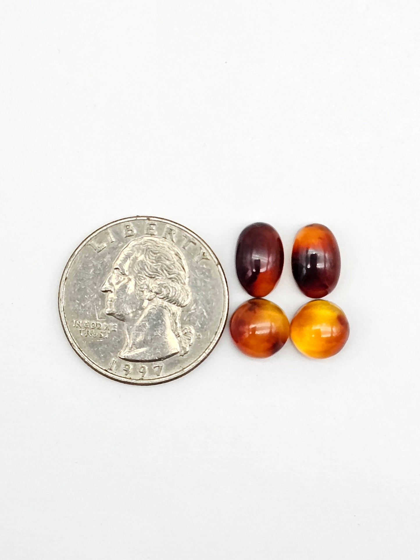 Red Amber Authentic Cabochon Pairs