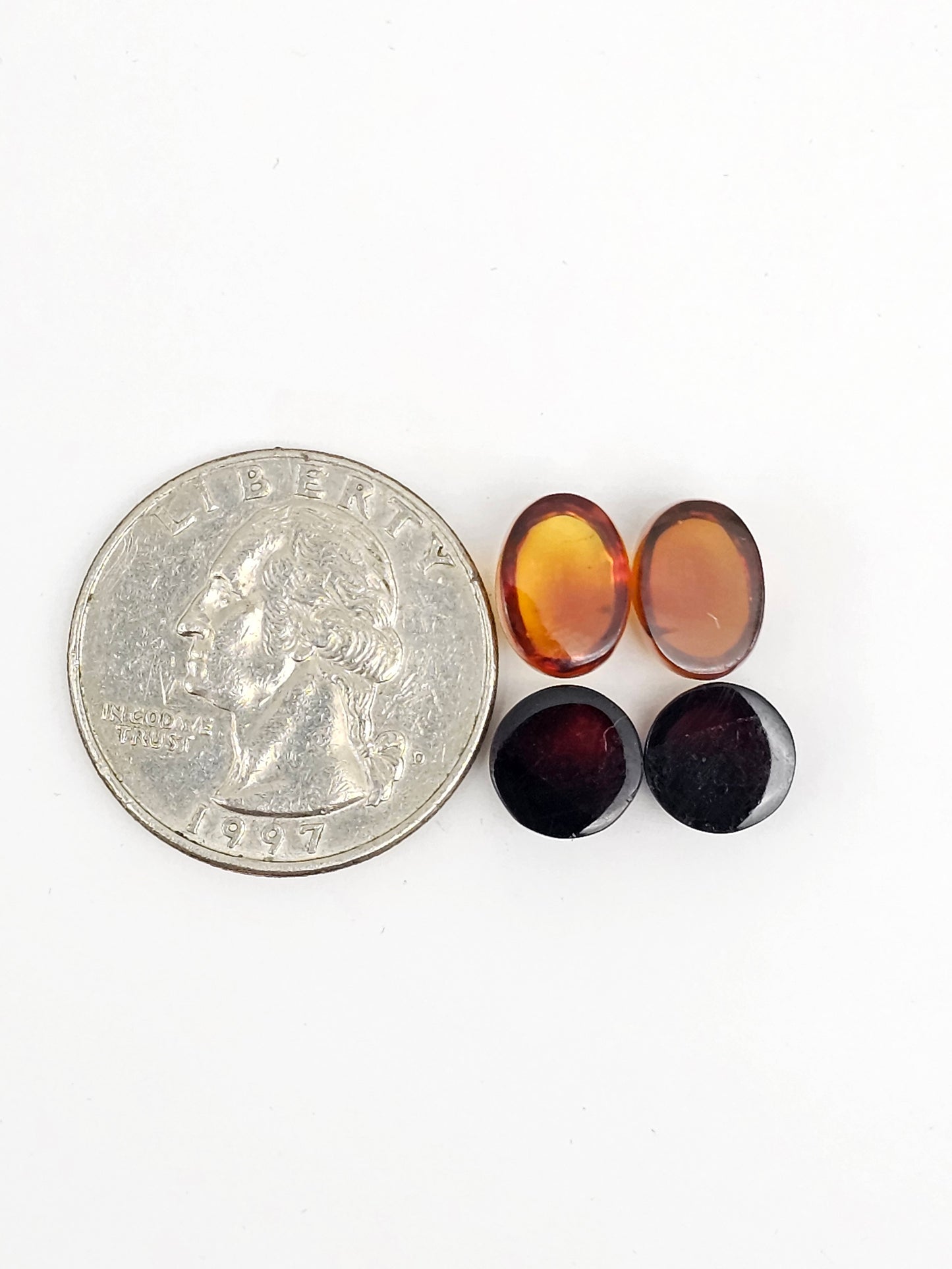 Red Amber Authentic Cabochon Pairs